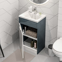 Тумба с раковиной в ванную 1Marka Revo 50 см напольная Бетон темно-серый У99086