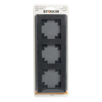 Горизонтальная 3-местная рамка STEKKER серия Катрин, стеклянная, GFR00-7003-06, графит 39541