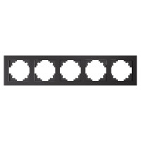 Горизонтальная 5-местная рамка STEKKER серия Катрин, стеклянная, GFR00-7005-06, графит 39642