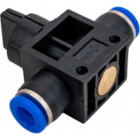 Прямой фитинг цанговый с краном 6 мм - 6 мм Pegas pneumatic 6001