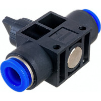 Прямой фитинг цанговый Pegas с краном 10 мм - 10 мм Pegas pneumatic 6006