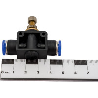 Фитинг цанговый с краником прямой 6 мм - 6 мм Pegas pneumatic 6008