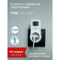 Электронная розетка с таймером обратного отсчета FERON TM61 мощность 2300W/10A 41816