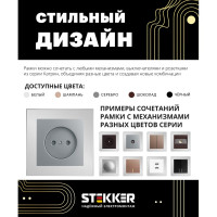 1-местная рамка STEKKER серия Катрин, стеклянная, GFR00-7001-03, серебро 39531