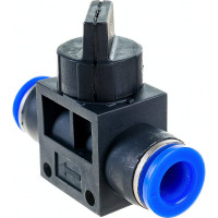 Прямой фитинг цанговый с краном 8 мм - 8 мм Pegas pneumatic 6005