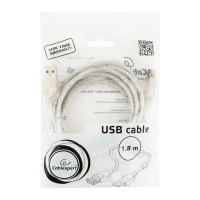 Кабель удлинитель USB2.0 Cablexpert Pro, AM/AF, 1,8м, экранирование, ферритовое кольцо, прозрачный, пакет CCF-USB2-AMAF-TR-6