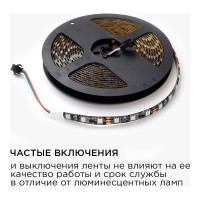 Комплект цифровой светодиодной ленты Apeyron 12В, 14,4Вт/м, smd5050, 60д/м, IP65, подложка 10мм/черная, 5м, rgb 87ЦЛ