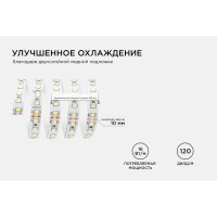 Светодиодная лента Apeyron 24В, 16Вт/м, smd2835, 120д/м, IP20, 1500Лм/м ,подложка 10мм, 5м, холодный белый 00-343