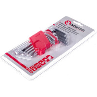 Набор Г-образных шестигранных ключей INTERTOOL 9 ед., 1.5-10 мм, Cr-V, 55 HRC Small HT-0605