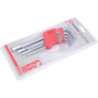 Набор Г-образных шестигранных удлиненных ключей INTERTOOL 9ед., 1.5-10мм, Cr-V, 55 HRC HT-0602