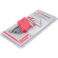 Набор Г-образных шестигранных ключей INTERTOOL 9 шт., 1.5-10 мм, Cr-V HT-0601