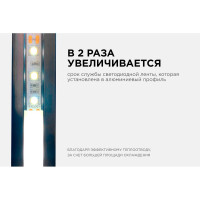 Встраиваемый алюминиевый профиль для ленты Apeyron черный, 2м, ширина ленты до 10мм, комплект 08-02-ЧБ