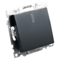 1-клавишный выключатель STEKKER c индикатором механизм, 10А, Катрин, GLS10-7101-05, черный 39605