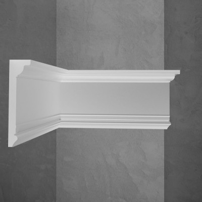 Потолочный карниз Stenopol подходит к натяжным потолкам, 100х25х2000 мм под покраску C7227