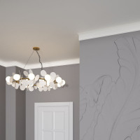 Потолочный карниз Stenopol подходит к натяжным потолкам, 100х25х2000 мм под покраску C7227