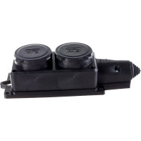 2-х местная однофазная колодка UNIVersal с заглушками КОМПАКТ каучук 16А 250В IP44 еврослот 1788