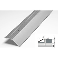 Порог разноуровневый алюминиевый ЛУКА (45 мм, 0,9 м, порошковое покрытие, Серебро) УТ000007599