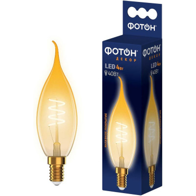 Светодиодная лампочка ФОТОН филаментная LED FL BXS35-S 4Вт E14 2200К, теплый свет, 23960