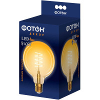 Светодиодная лампочка ФОТОН филаментная LED FL G95-S 4Вт E27 2200К, теплый свет, 23978