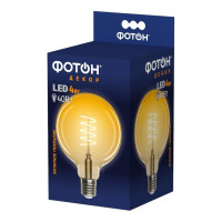 Светодиодная лампочка ФОТОН филаментная LED FL G95-S 4Вт E27 2200К, теплый свет, 23978