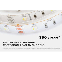 Светодиодная лента Apeyron в блистере, 5м 12В, 7,2Вт/м, smd5050, 30д/м, IP20, 360Лм/м, подложка 10мм, rgbw 100BL