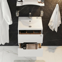 Тумба с раковиной Onika Айленд 50 подвесная, белая (ум. Como 50/Фостер 50) 105021