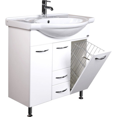 Тумба с раковиной Onika Моника 75 напольная, белая, с корзиной 107502