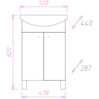 Тумба с раковиной Onika Крит 52 напольная, белая 105203