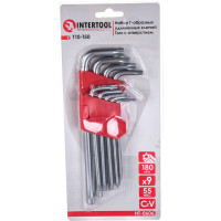Набор Г-образных ключей INTERTOOL TORX с отверстием 9 шт, Т10-Т50, Cr-V, Big HT-0606