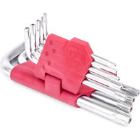Набор Г-образных ключей INTERTOOL TORX с отверстием 9шт., Т10-Т50, Cr-V HT-0604