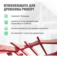 Огнебиозащита для древесины PROSEPT 2 группа, красный, готовый состав, 10 кг 064-10 И