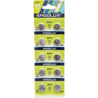 Батарейка для часов Ergolux AG13 BL-10 AG13-BP10, LR44 /LR1154 /A76 /357, блистер 10 шт. 14324