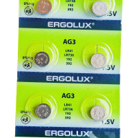 Батарейка для часов Ergolux AG 3 BL-10 AG3-BP10, LR41 /LR736 /192 /392, блистер 10 шт. 14314