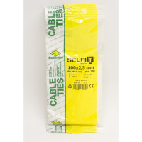 Стяжки SapiSelco самозатухающие, белого цвета, 2.5x100 мм, полиамид 6.6, уп. 100 шт. SEL.EC2.202