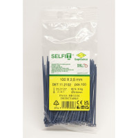 Стяжки SapiSelco металлодетектируемые, самозатухающие, синего цвета, 2.5x100 мм, полиамид 6.6, уп. 100 шт. DET.11.2102R