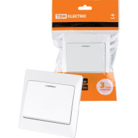 Выключатель одноклавишный с подсветкой TDM ELECTRIC 10А белый "Ильмень" SQ1823-0003