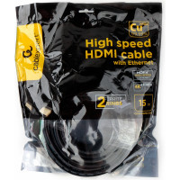 Кабель HDMI Cablexpert 19M/19M, v2.0, медь, позол.контакты, экран, 2 фер.кольца, 15м, черный, пакет, HDMI CCF2-HDMI4-15M