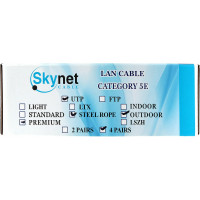Кабель SkyNet Prem UTPoutdoor 4x2x0.51 трос медь FLUKETEST категории 5e одножильный 100м box черный CSP-UTP-4-CU-OUTR/100