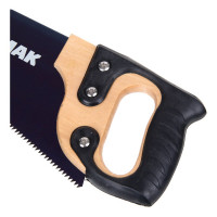 Ножовка по дереву ЕРМАК 350мм с деревянной обрезиненной ручкой, универсальный зуб, 4 мм 663-128