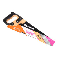 Ножовка по дереву ЕРМАК 350мм с деревянной обрезиненной ручкой, универсальный зуб, 4 мм 663-128