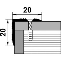 Порог угловой алюминиевый ЛУКА (20х20 мм, 1,35 м, порошковое покрытие, Серебро) УТ000004914