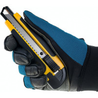 Строительный нож Biber 50118  усиленный, обрезиненный корпус, с прямоугольным фиксатором тов-202805