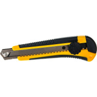 Строительный нож Biber 50117 усиленный, обрезиненный корпус, с круглым фиксатором тов-202804