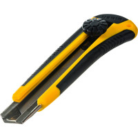 Строительный нож Biber 50117 усиленный, обрезиненный корпус, с круглым фиксатором тов-202804