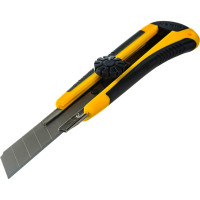 Строительный нож Biber 50117 усиленный, обрезиненный корпус, с круглым фиксатором тов-202804