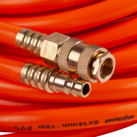 Шланг пневматический PVC 8x14 мм, с быстросъемными фитингами, 10 м AV Steel AV-700210
