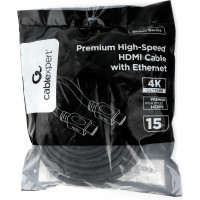 Кабель HDMI Cablexpert 15м v2.0 19M/19M серия Light черный позолоченные разъемы экран пакет CC-HDMI4L-15M