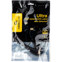 Кабель HDMI Cablexpert 1м, v2.1, 8K, 19M/19M, медь, позол.разъемы, экран, черный, пакет CC-HDMI8K-1M