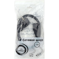 Кабель питания Cablexpert Schuko- C13, 6А, черный, с заземлением 1м PC-186-1M
