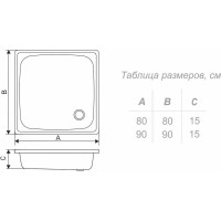Душевой поддон Antika 90х90х15 APS-90101